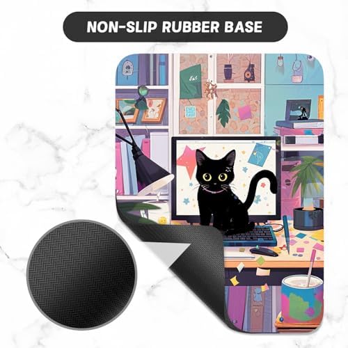 Small Mouse Pad, Mini Mouse Pad 6 x 8 Inch, Thick Rubber Waterproof Mouse Mat, Cute Mousepad for Women Men Wireless Mouse Laptops Home Office, Cat on Keyboard