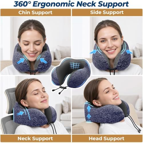 ExploreBliss Travel Pillow, Neck Pillow Airplane, Mottled Blue