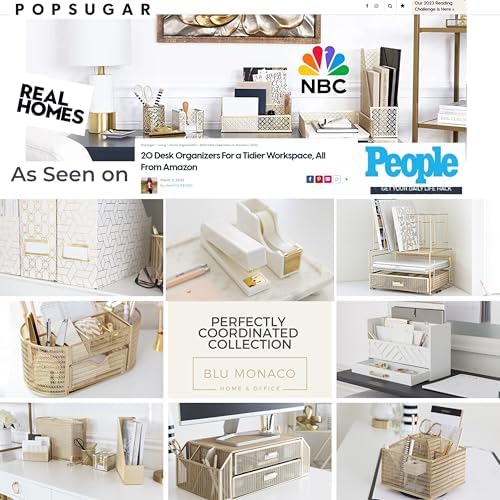 BLU MONACO | Natural Wood Mail Organizer with Drawer & Pen Holder | Rustic Desk Organizer for Bills, Letters & Countertop Storage | Wooden Desktop Mail Sorter for Home & Kitchen
