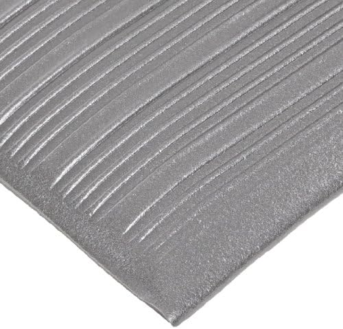 NoTrax T42 Standard PVC Safety/Anti-Fatigue Comfort Rest Ribbed Foam, for Dry Areas, 3' Width x 5' Length x 3/8" Thickness, Silver