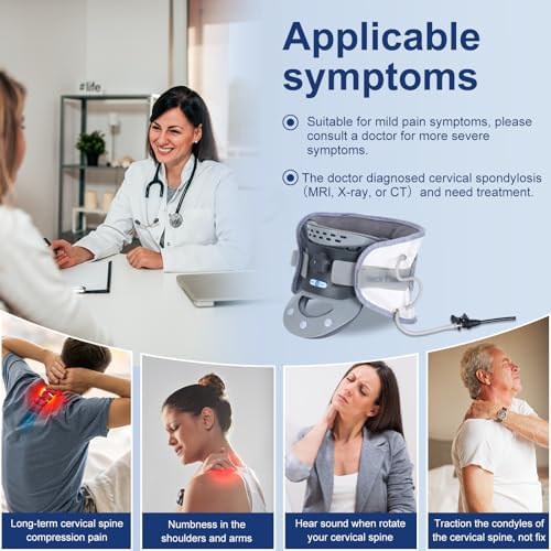 Cervical Neck Traction Device, Inflatable Neck Stretcher for Pain Relief, Posture Correction, Neck Brace Neck Decompression Device with Air Pump