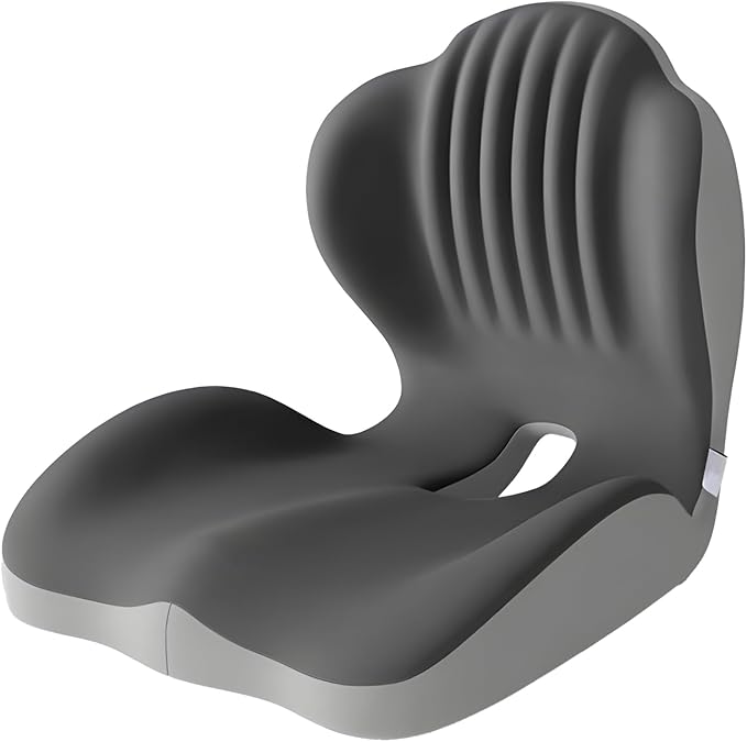 Ergonomic L-Shaped Memory Foam Seat Cushion for Car and Office Chair, Coccyx Support Cushion for Back and Hip Pain Relief, Universal Cushion for Car Seat, Wheelchair, Gaming Chair, Gray