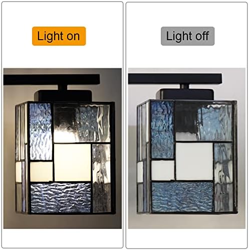 ARTZONE Tiffany Lamp Shade[W5" x H6"] Handmade Stained Glass Shade for Lampshade Replacement/Chandelier/Pendant Lighting/Wall Sconces/Table Lamp/Floor Light(Blue)