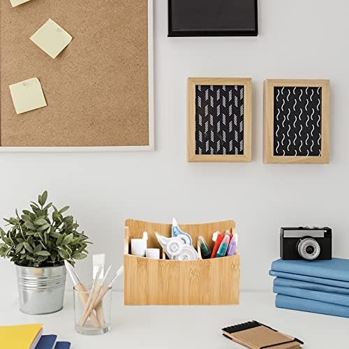 Nicunom 2 Pack Bamboo Dry Erase Marker Holder Wall Mount Remote Control Holder, Desktop Storage 3 Compartments Pencil Pen Hold Utensil Caddy, Multiuse Small Organizer for Office Home School