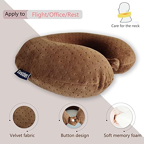 Memory Foam Travel Pillow, U Shape Neck Pillows, Brown