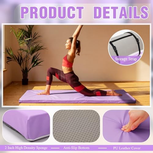 Lyrow 2 Inch Thick Yoga Mat 72x24 with Carry Strap Foam