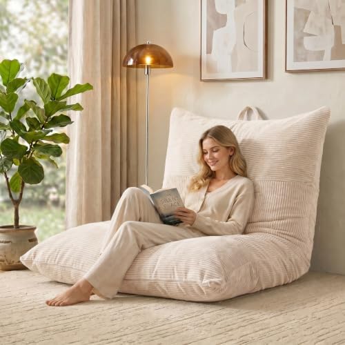 HUGHEAVEN Giant 3-in-1 Bean Bag Chair (76"x55") Oversized Floor Sofa Couch
