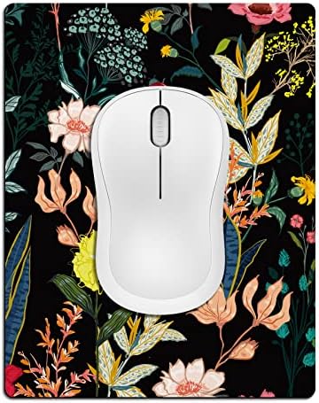 Small Mouse Pad Cute, Mini Mouse Pads for Wireless Mouse and Laptop, Travel Mousepads with Designs - Night Blooming Flowers, Kawaii Portable Mousepad with Rubber Base for Women - 5.5 x 7 in