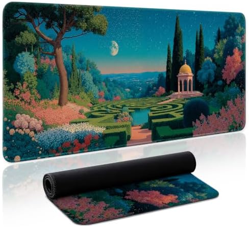 Aesthetic Desk Mat, Cute Classical Garden Desk Pad Protector for Work & Decor, 35.4" x 15.7", Pretty Non-Slip Extended Mouse Pad for Office or Home