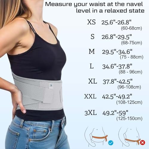 NEENCA Compression Back Brace for Lower Back Pain, Herniated Disc, Lumbar Strain – Breathable Lumbar Support for Work, Lifting, Sciatica, Scoliosis (Gray, Large)