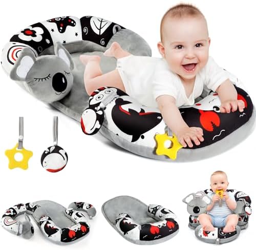 URMYWO 4-in-1 Tummy Time Mat, Cozy & Soft Infant Baby Sit Me Up Floor Seat