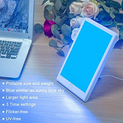 SMY Lighting Light Therapy Lamp, Blue Light Energy Lamp and Adjustable LED Blue Light, Tablet One Touch with Timer, 100% UV Free