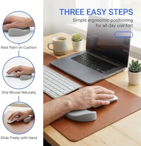2PCS Ergonomic Mouse Wrist Rest Support, Palm Rest Pad Gliding Wrist Pad that Moves with Mouse, Wrist Pain Relief & Release Pressure on Hands for Office Work, Gaming, Coding (Black, Gray)