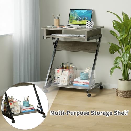 ALISENED Computer Desk for Small Spaces Compact Desk with Keyboard Tray