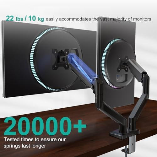WALI Adjustable Dual Monitor Arm for 13-32 inch Screens, 22 lbs per Arm