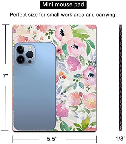 Small Mouse Pad Cute, Mini Mouse Pads for Wireless Mouse and Laptop, Travel Mousepad with Designs - Colorful Floral, Portable Mousepads - 5.5 x 7 in, Desk Decor for Women