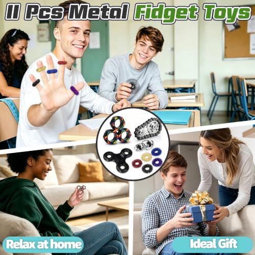 11 Pcs Metal Fidget Toys for Adults Teens Quiet Office Desk Cool Gadget