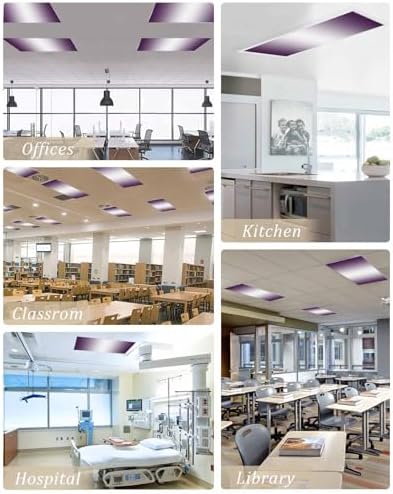 Dark Purple White Magnetic Fluorescent Light Covers for Ceiling Lights 2 x 4 Feet,Abstract Ombre Geometric Minimalist Office Classroom Kitchen Drop Ceiling Light Covers Lighting Filters Shade 2 Packs