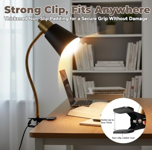 LALISU Desk lamp Eye-Caring Table Lamps 360°Rotation Gooseneck Clip on Lamp