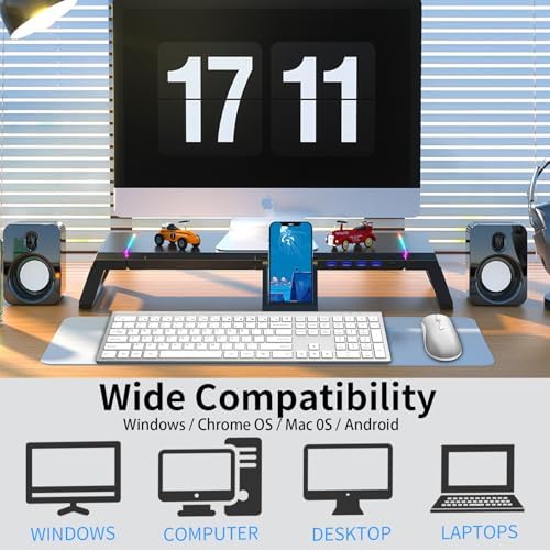 Slim Silent Full Size Wireless Keyboard Mouse ComboWhite