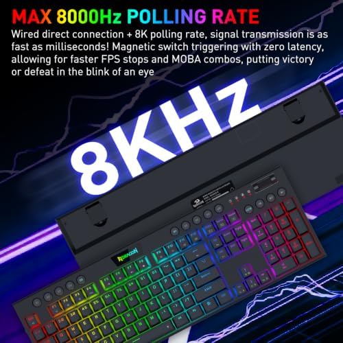 Redragon K618 HE Wired Low-Profile Rapid Trigger Magnetic Gaming Keyboard