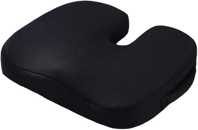 Memory Foam Seat Cushion - Ergonomic U-Shape Coccyx Support, Office Chair Pad, Slow Rebound Hip Cushion for Office, Car, Gaming Chair, Wheelchair, 7 Colors & 2 Fabrics (Black [Mesh Fabric])