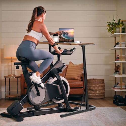 Adjustable Treadmill Walking Pad Desk, for Bike/Cycling Trainer, Workstation Standing Desk, Trainer Stand Table for Indoor, Treadmill Attachment-Exercise While Working or Watching TV, Rustic Brown