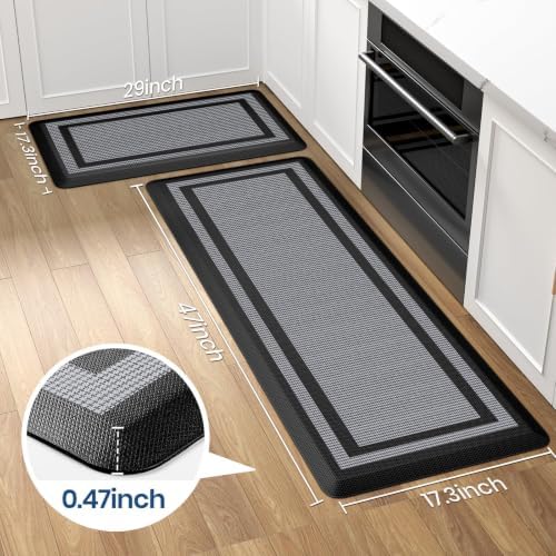 2PCS Kitchen Rugs Cushioned Anti-Fatigue Kitchen Mats Comfort Standing Mat