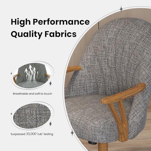 Chromcraft Bailey Swivel-Tilt Caster Dining Chair - Chestnut - Marble - 6pc