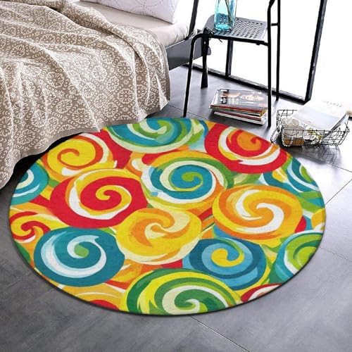 Circular Rugs Large Modern Round Area Rug Fashion Decor Mat for Home Office Colorful Candy