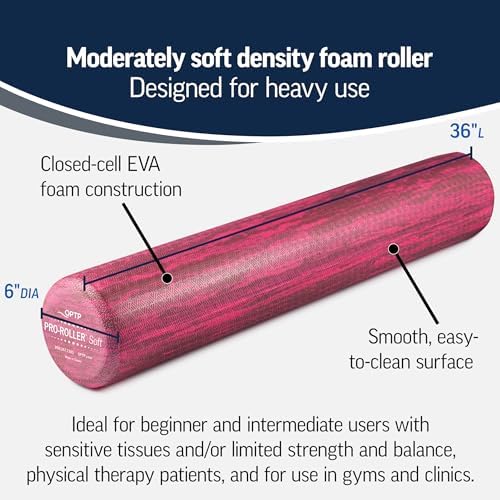 OPTP PRO-Roller Soft Density Foam Roller – Round, Pink, 36" x 6"