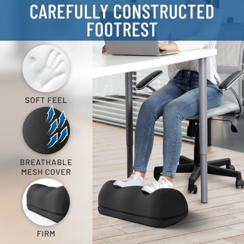 Everlasting Comfort Adjustable Cloud Foot Rest for Under Desk at Work with Pressure Point Nodes - Comfortable Memory Foam Office Foot Stool & Desk Pillow, Gaming & Home Accessories