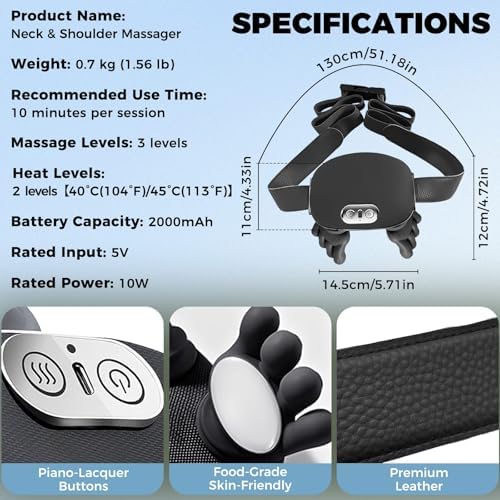 Shoulder & Neck Massager with Heat, 4D Bionic Kneading Deep Tissue Massage