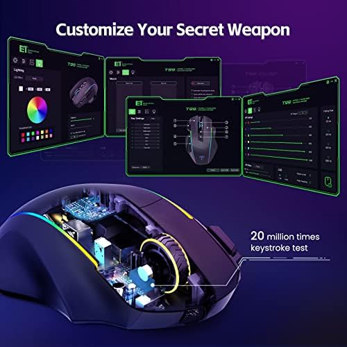 RisoPhy Wireless Gaming Mouse, 3-Mode 2.4G/USB-C/Bluetooth with RGB Backlit