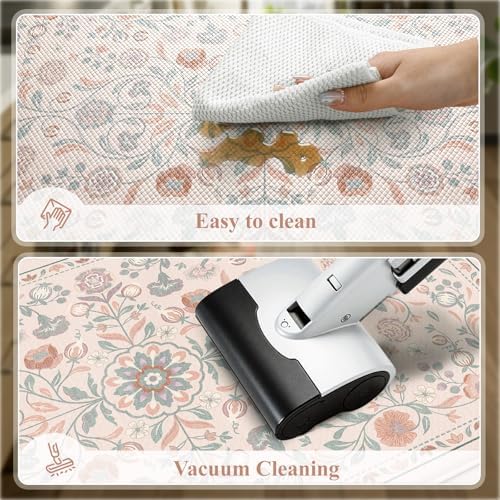 KIMODE Kitchen Mats Cushioned Anti Fatigue,Kitchen Rugs Sets of 2,Pink