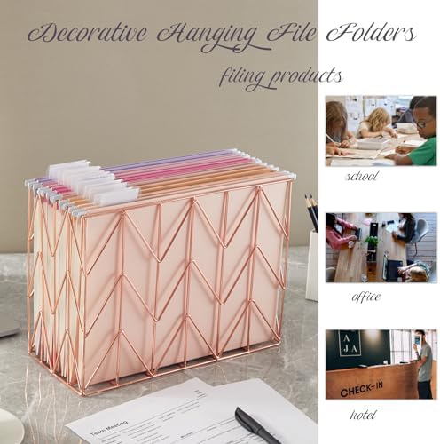 12 Pack Hanging Folder File Cabinet Organizer Letter Size 1/5 Cut Adjustable Label Decoration Home Office School Classroom, Macaron Color