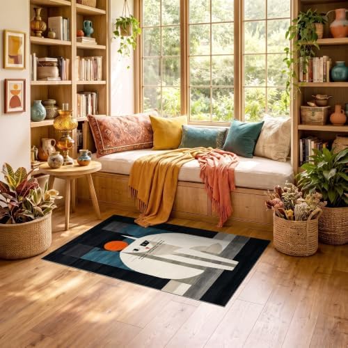 3'x5' Black White Cat Artistic Feline Design Ultra-Soft Throw Mat