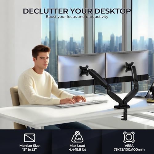 Dual 24-27 Inches Monitors Mount Arms for Desk