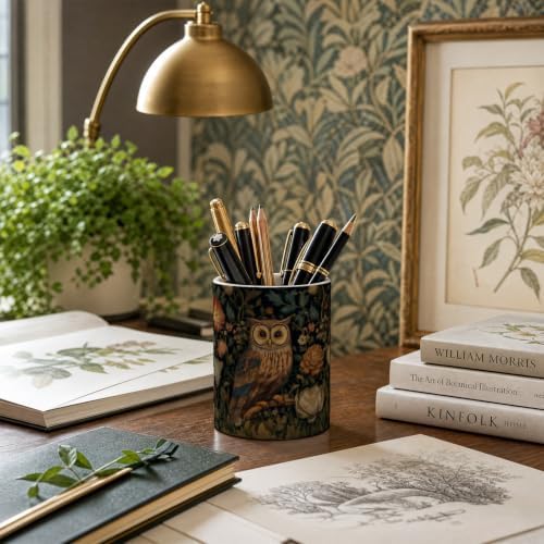 Pen Holder for Desk Ceramic Pencil Cup, Cute Makeup Brush Desk Organizer, Desk Accessories, School Supplies, Teacher Appreciation Gifts, Birthday Christmas Gift for Women (Owl)