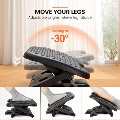 ErGear Under Desk Footrest, Adjustable Foot Rest with 3 Height Settings and 30-Degree Angle, Ergonomic Desk Foot Rest with Massage Texture, Foot and Leg Rest for Home & Office (Pack of 2)