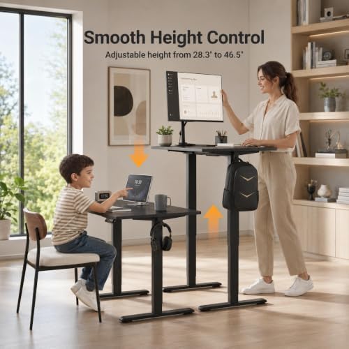 Claiks Electric Standing Desk, 32x19 Inch, Height Adjustable, Dark Black