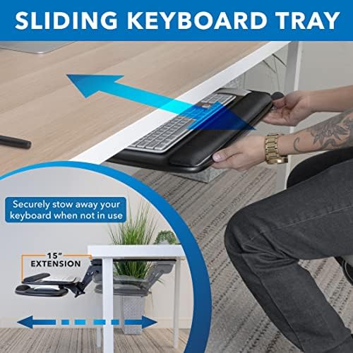 Mount-It! Under Desk Keyboard Tray, Adjustable Slide-Out Keyboard, Black