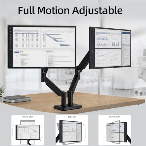Heavy Duty Dual Monitor Arm Desk Mount Gas Spring for 13-32 Inch Screens