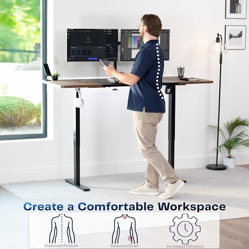 VIVO Black/Vintage Brown 71 x 30 in Standing Desk, DESK-KIT-1B7BN