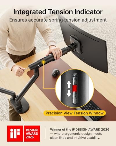 monTEK USB Dual Monitor Arm for 17-40" Screens, 24.3 lbs Each, Black