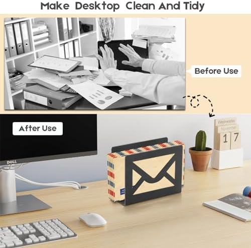 Desktop Metal Mail Holder,Letter Organizer for Desk(Black)