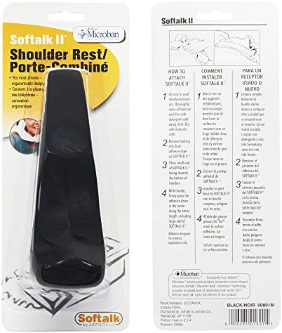 Softalk II Phone Shoulder Rest, Landline Office Telephone Accessory with Nonslip Ergo-Grip Cushion and Self-Adhesive Tape Attachment, Black