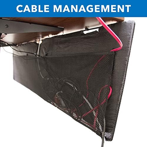 Mount-It! Under Desk Privacy Panel for Sit Stand Workstations [41 Inches Wide], with Cable Management and Organizer Pockets, Modesty Desk Skirt for Home and Office (Black)