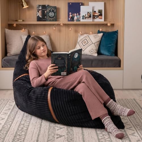 Big Joe Turnabout 3-in-1 Convertible Kids Bean Bag Chair, Black Licorice