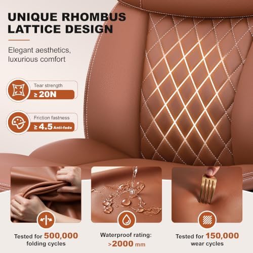 Leather Office Chair, Computer Desk Chair with Dual Back Support